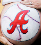 baby belly, baseball atlanta braves, painting