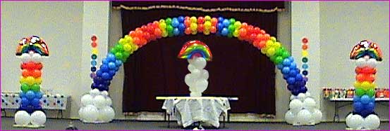 rainbow balloon arch columns