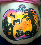 baby belly tree, scary, halloween, pumpkin, haunted house, painting