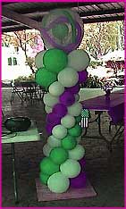 green purple balloon pillar