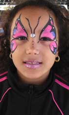 pink blue black butterfly face painting