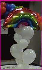 balloon rainbow clouds centerpiece bouquet 